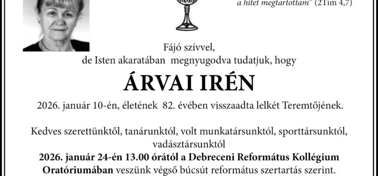 Elhunyt Árvai Irén tanárnő